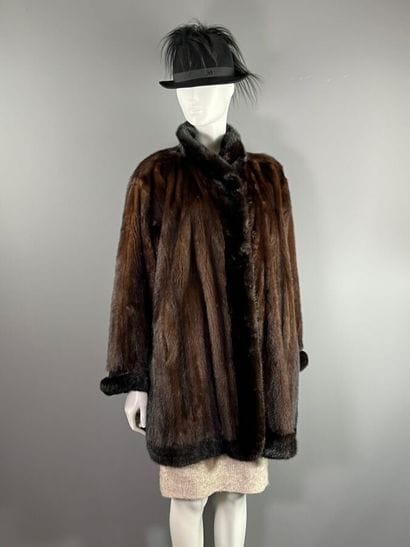 Yves Saint Laurent mink-lined coat.

Brown...