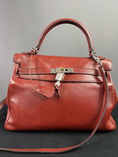 HERMÈS Paris - Sac KELLY 32 cm en veau box...