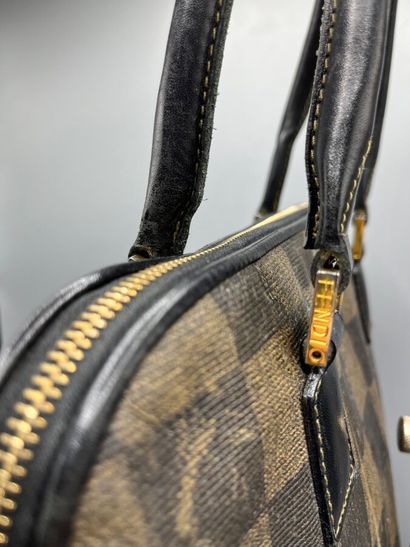 FENDI - Checkerboard monogram canvas bag...