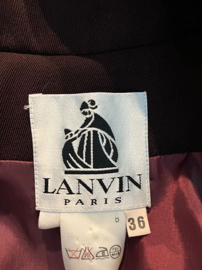 LANVIN Paris - Veste longue en laine bordeau...