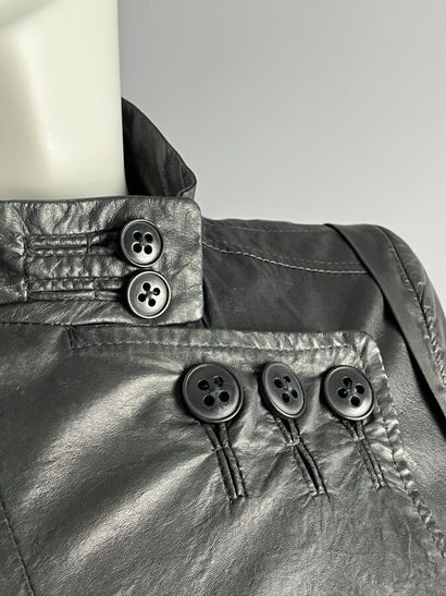 ANN DEMEULMEESTER - Leather frock coat jacket...