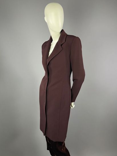 LANVIN Paris - Veste longue en laine bordeau...