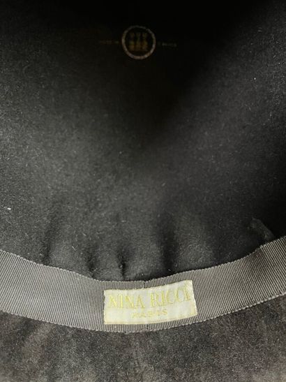 NINA RICCI Brown felt toque hat with box...