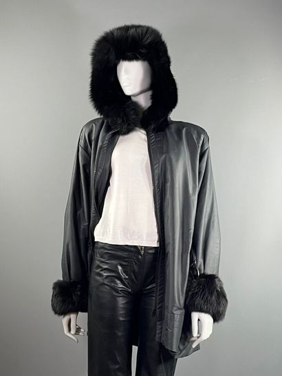 YVES SAINT LAURENT Fur
Black canvas jacket...