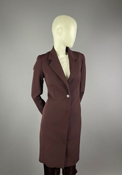 LANVIN Paris - Veste longue en laine bordeau...