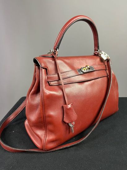 HERMÈS Paris - Sac KELLY 32 cm en veau box...