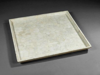 Quadragonal wooden tray with eggshell decoration...