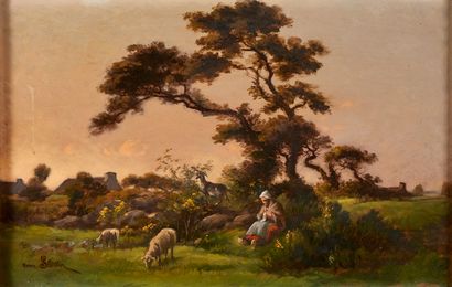 Henri SAINTIN (1846-1899).
Shepherdess and...