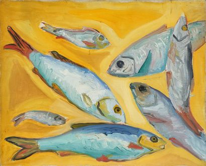 MODERN school
Fish on a yellow background
Oil...