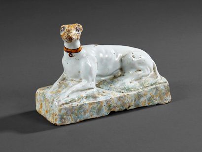 Polychrome enameled earthenware statuette...