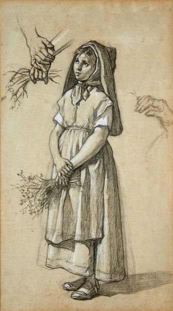 19th century French school
Young girl holding...