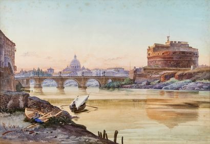 Roberto GIGLI (1846 - 1922)
View of the Tiber...