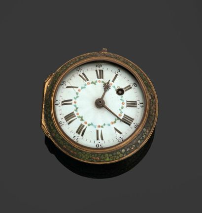 Montre de poche en métal doré et galuchat,...