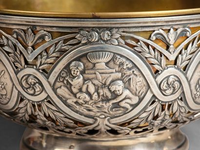 Paire de grands bols en argent 800 millièmes...