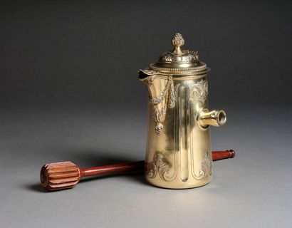 Léon LAPAR - Chocolatière en vermeil 925...