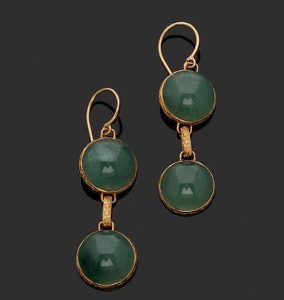Pair of 14k (585 thousandths) yellow gold...