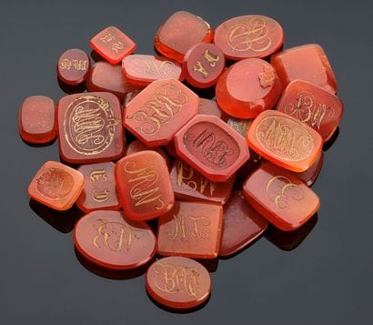 Thirty intaglios on carnelian engraved with...