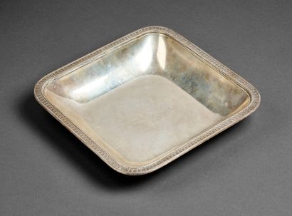 Plat creux quadrangulaire en argent 925 millièmes,...