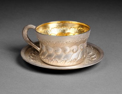 Maison SORMANI - Silver cup and saucer decorated...