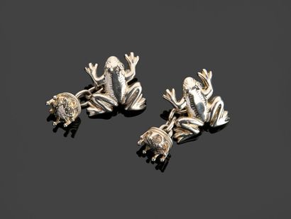Pair of silver cufflinks (925 thousandths)...