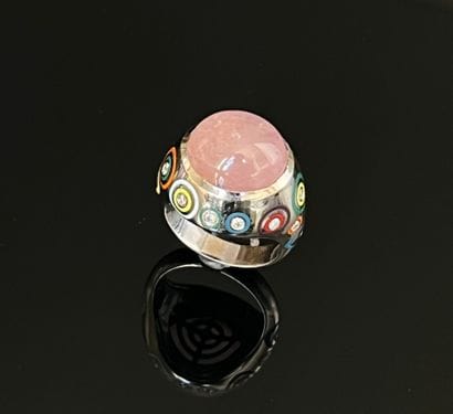 White gold ring set with a pink sapphire...
