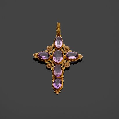 Three 14k (585 thousandths) yellow gold cross...