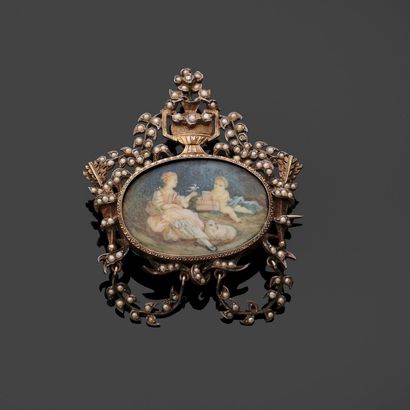 Silver and vermeil brooch forming a miniature...