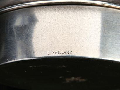 Two small covered circular boxes in silver...