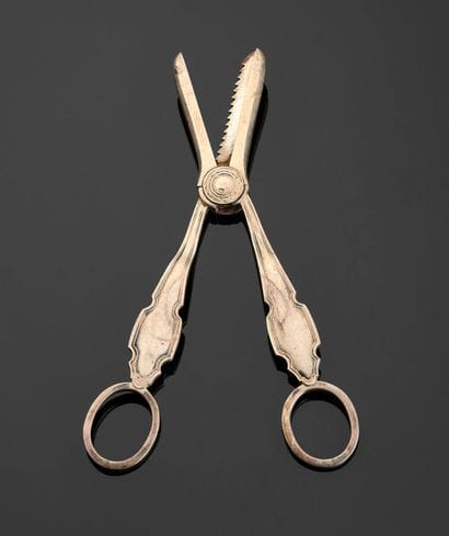 Paire de ciseaux à raisin en argent 925 millièmes...