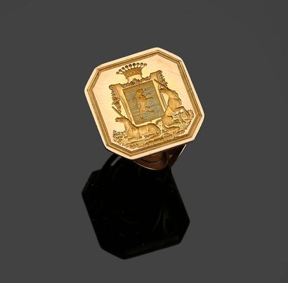 18 k (750 thousandths) yellow gold seal engraved...