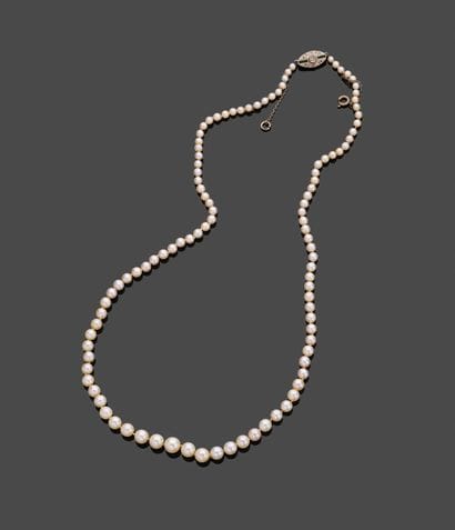 Fallen cultured pearl necklace with an 18k...