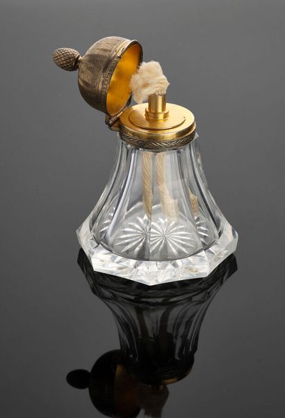 A BERGER piriform cut-crystal lamp with a...