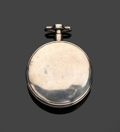 Montre de poche en argent, cadran émaillé...