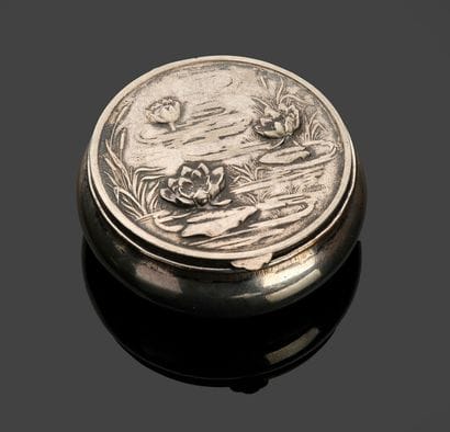 Art Nouveau style metal pill box decorated...