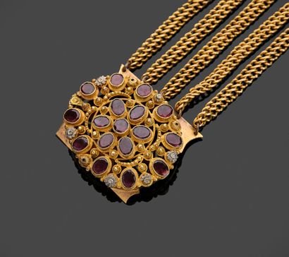 Gilt metal bracelet with five chains, the...