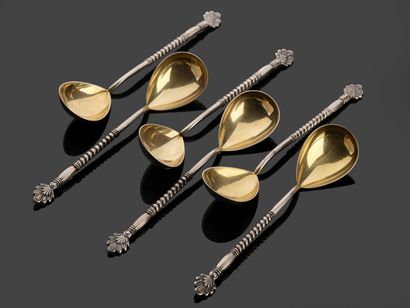 Six cuillers en argent 875 millièmes, la...