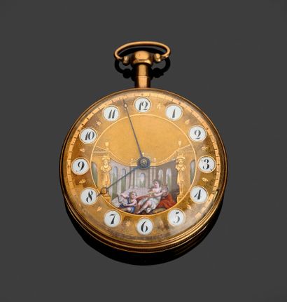 Montre carillon en or jaune 18 k (750 millièmes),...