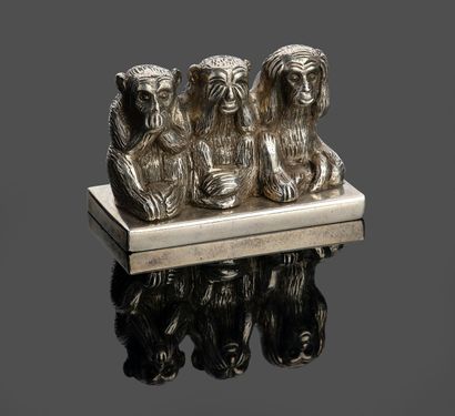 Three Monkeys of Wisdom statuette in 900...