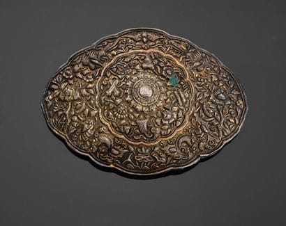 Boucle de ceinture polylobée en argent à...