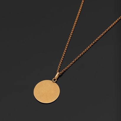 Medal and chain in 18k yellow gold (750 thousandths)...