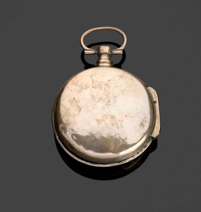 Montre de poche en argent, le cadran émaillé...