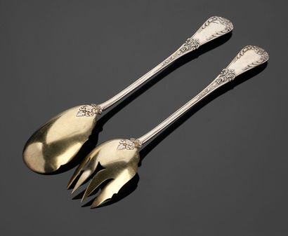Deux couverts à salade en argent 925 millièmes...