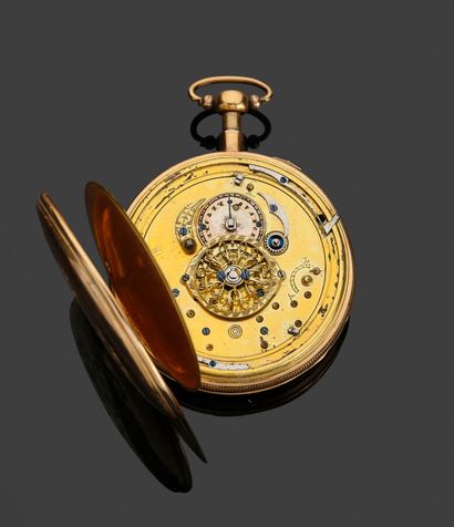Montre carillon en or jaune 18 k (750 millièmes),...