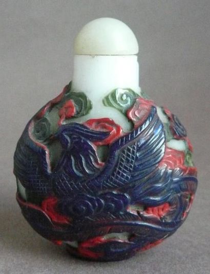 Flacon tabatière en overlay. Chine, Pékin,...
