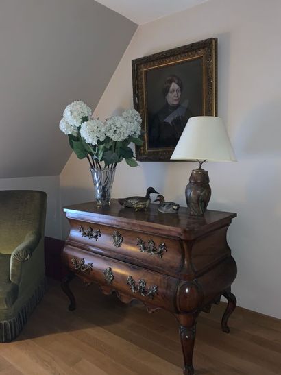Walnut chest of drawers with two drawers,...