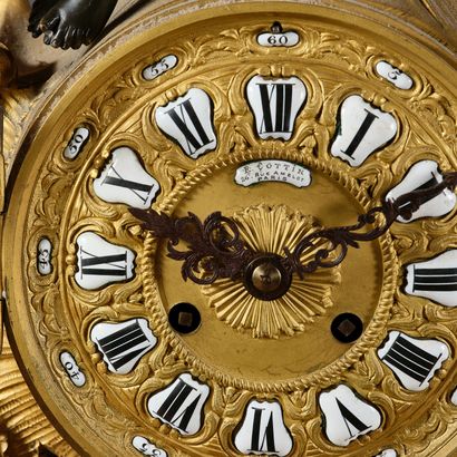 Large Rococo-style clock in chased and gilded...