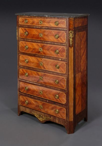 Wood and veneer weekly chest of drawers opening...