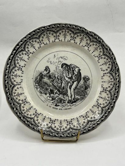 SARREGUEMINES - Suite of six fine earthenware...