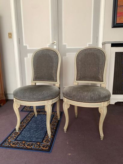 Suite of ten Transition-style chairs in molded...