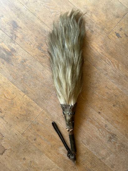 Chasse mouche de cochet en cuir et crin de...